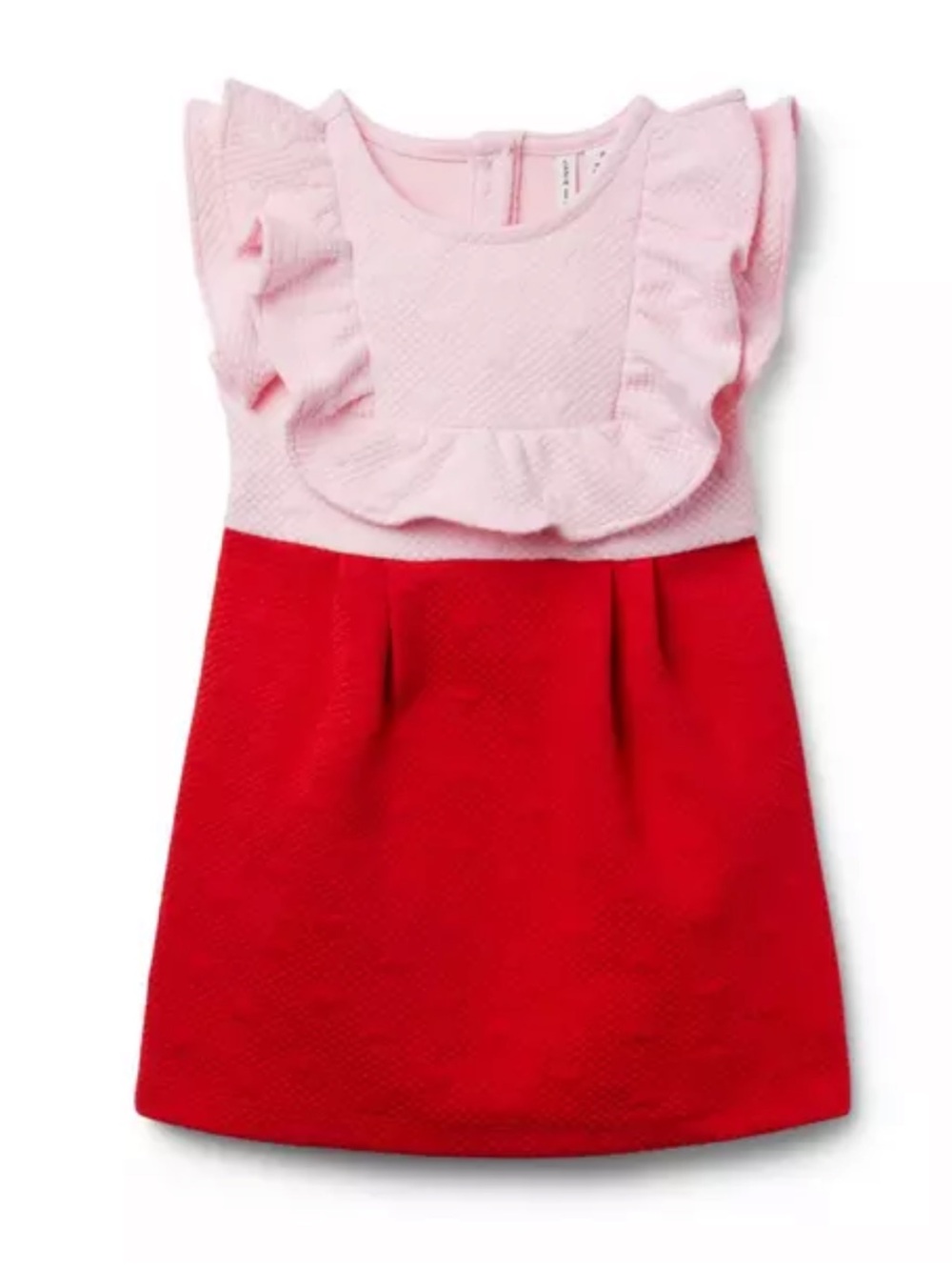 NWOT Janie and jack Quilted heart colorblocked ruffle sleeve dress pink red 🩷5❤️